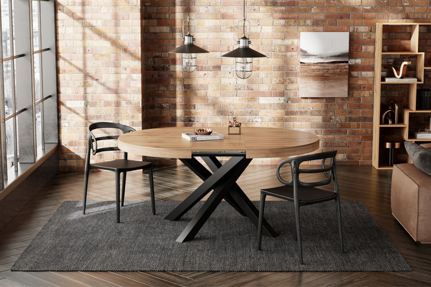 Round extendable dining table for small living room